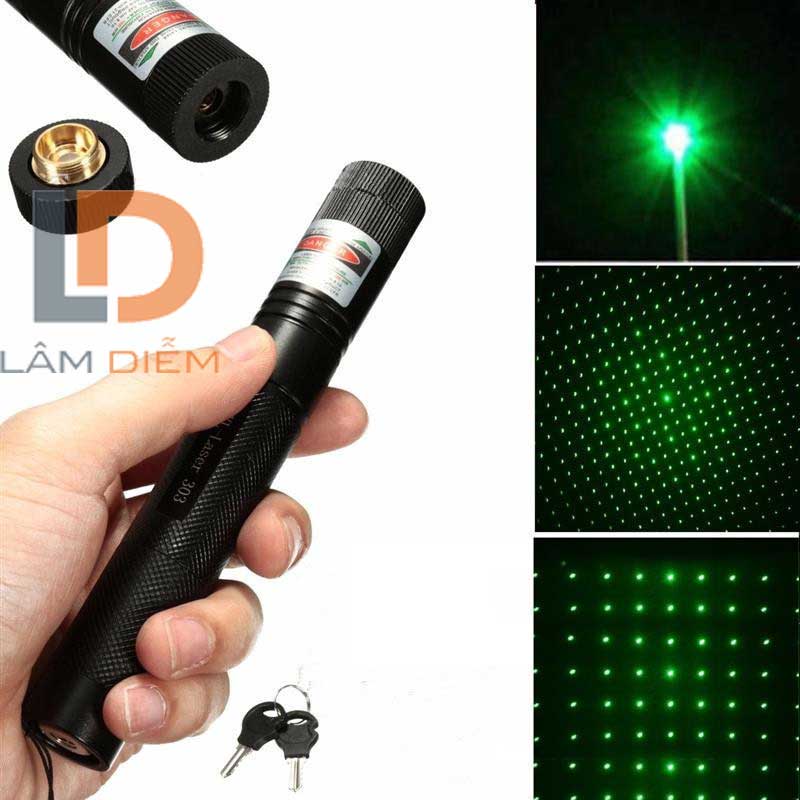 Đèn chiếu tia laser 303 cao cấp ánh sáng xanh tặng kèm pin + sạc