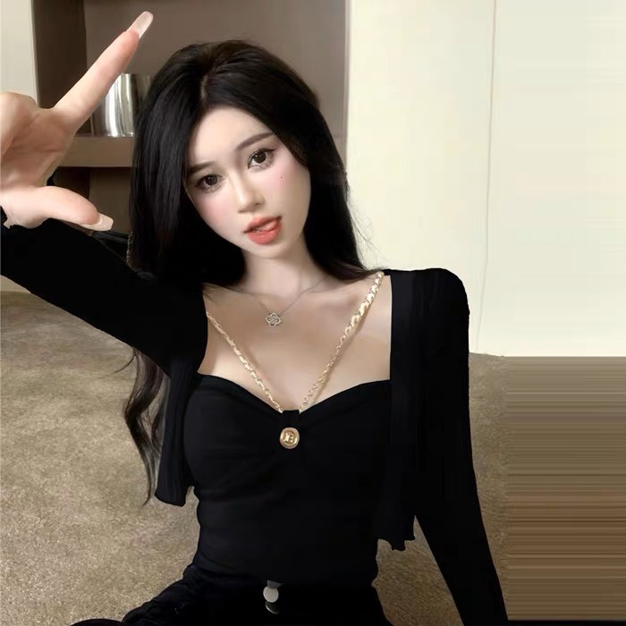 Áo hai dây nữ phối xích yếm cúp ngực có mod vbc09