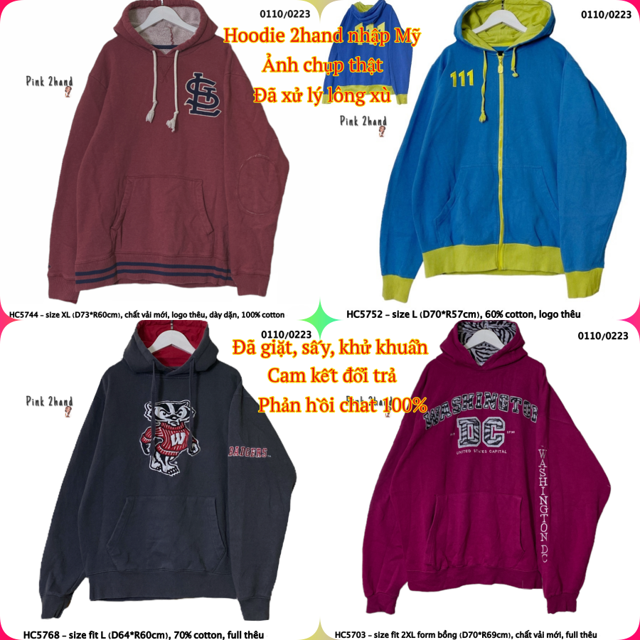 Áo hoodie oversize nữ, nam 2hand, chất dày, size xl/xxl - 110122-1