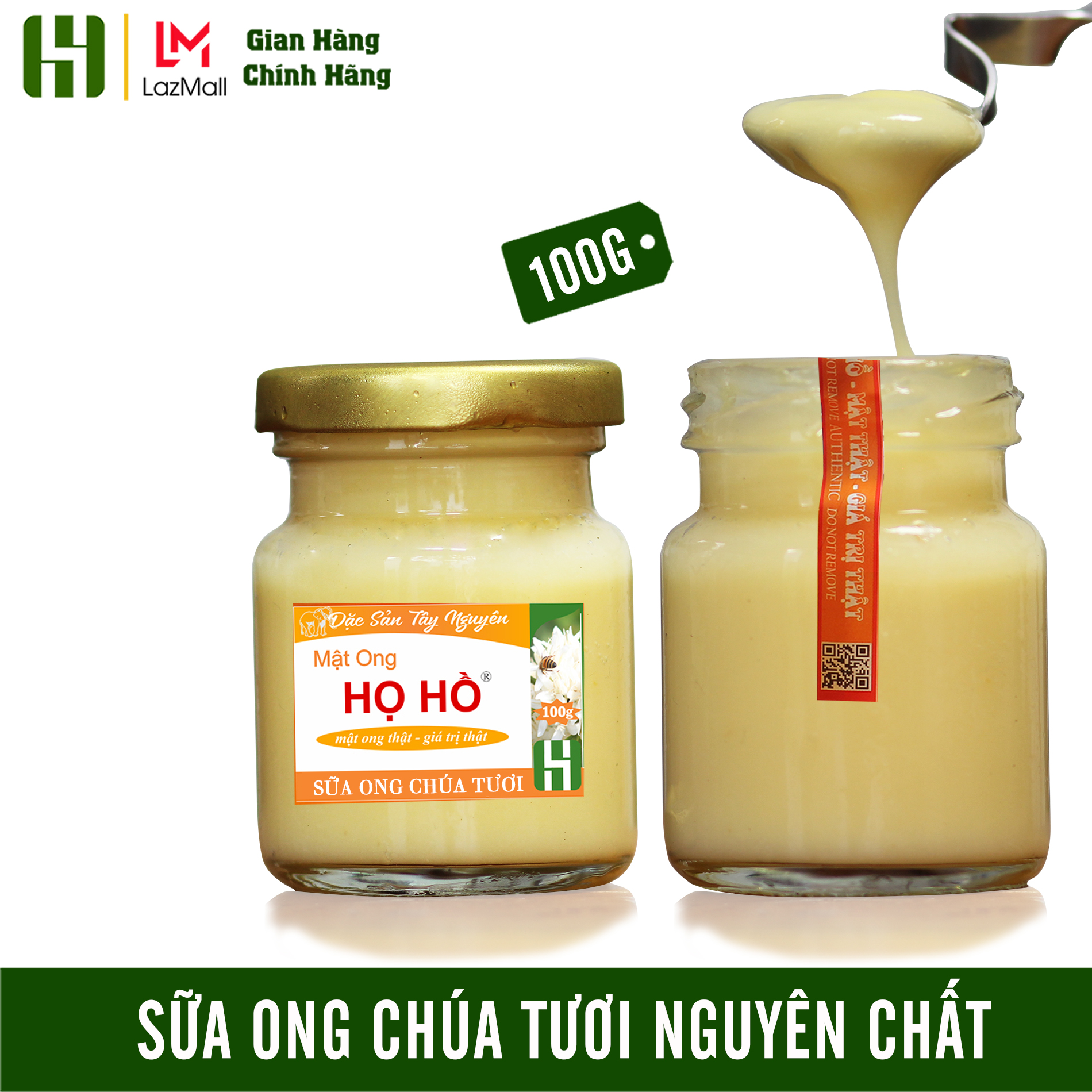 [giao nhanh HCM] Sữa ong chúa tươi nguyên chất - hũ 100g - hỗ trợ làm đẹp da, bảo vệ sức khỏe, tăng sức đề kháng thương hiệu MẬT ONG HỌ HỒ