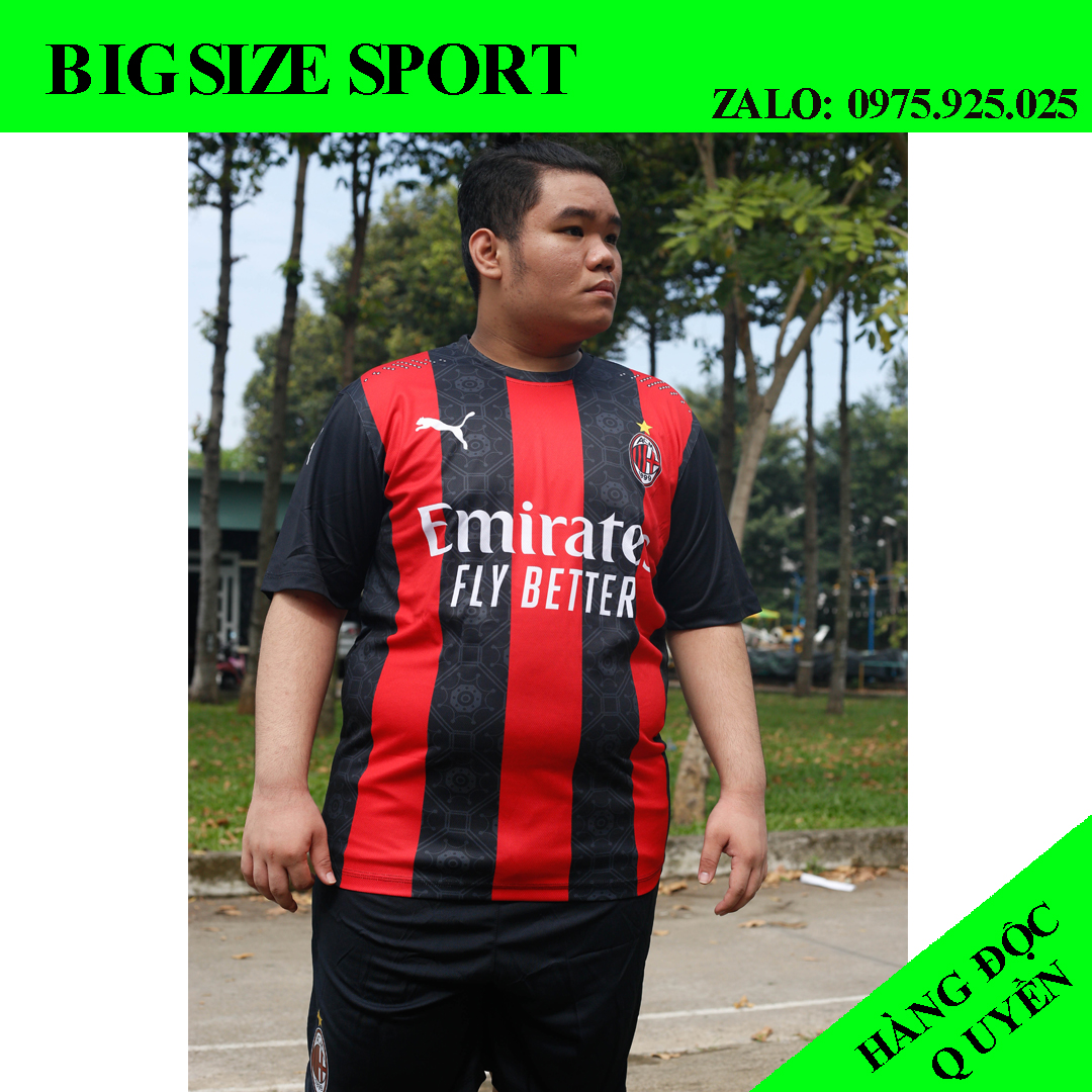 [Big Size - 130KG]Bộ bóng đá MC MiLan big size dành cho người béo, quần áo thể thao nam size bự, đồ thể thao size to form rộng vải dày dặn - BIGSIZESPORT