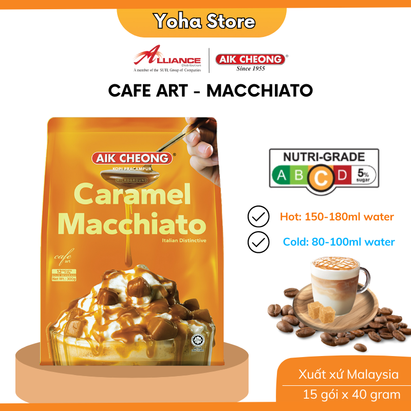 Chính hãng Cà phê Caramel Macchiato Aik Cheong 12 Gói x 25g nhập khẩu từ Malaysia