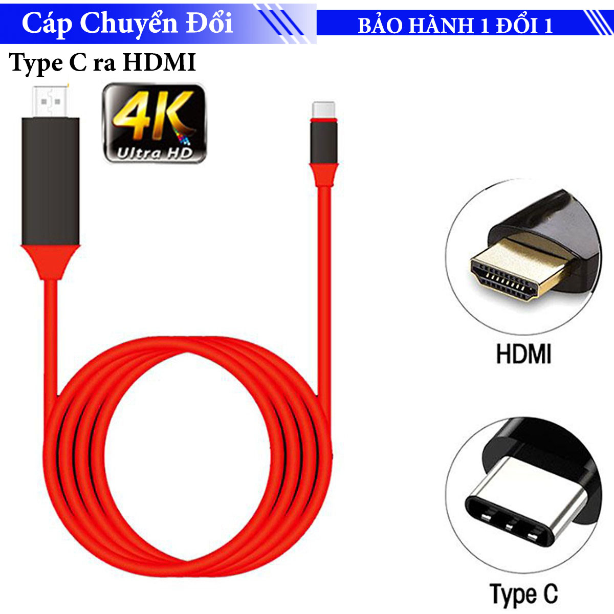 Cáp chuyển tín hiệu USB Type-C ra HDMI dài 2m cho Android