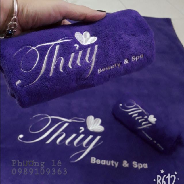 Khăn trải spa thêu logo 90x1m9,ko nhận ít