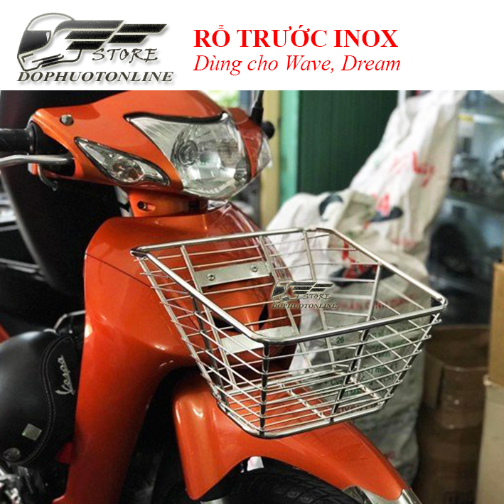 Rổ trước inox, titan cho wave, dream
