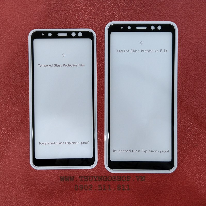 Samsung a8/a8+ - kính cường lực full màn hình full keo 100%