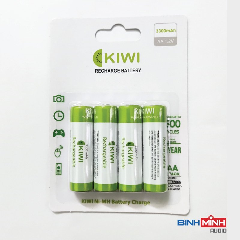 Pin sạc Kiwi AA Ni-MH 3300mAh vỉ 4 viên- Hàng chính hãng chuyên dùng micro, máy ảnh,...