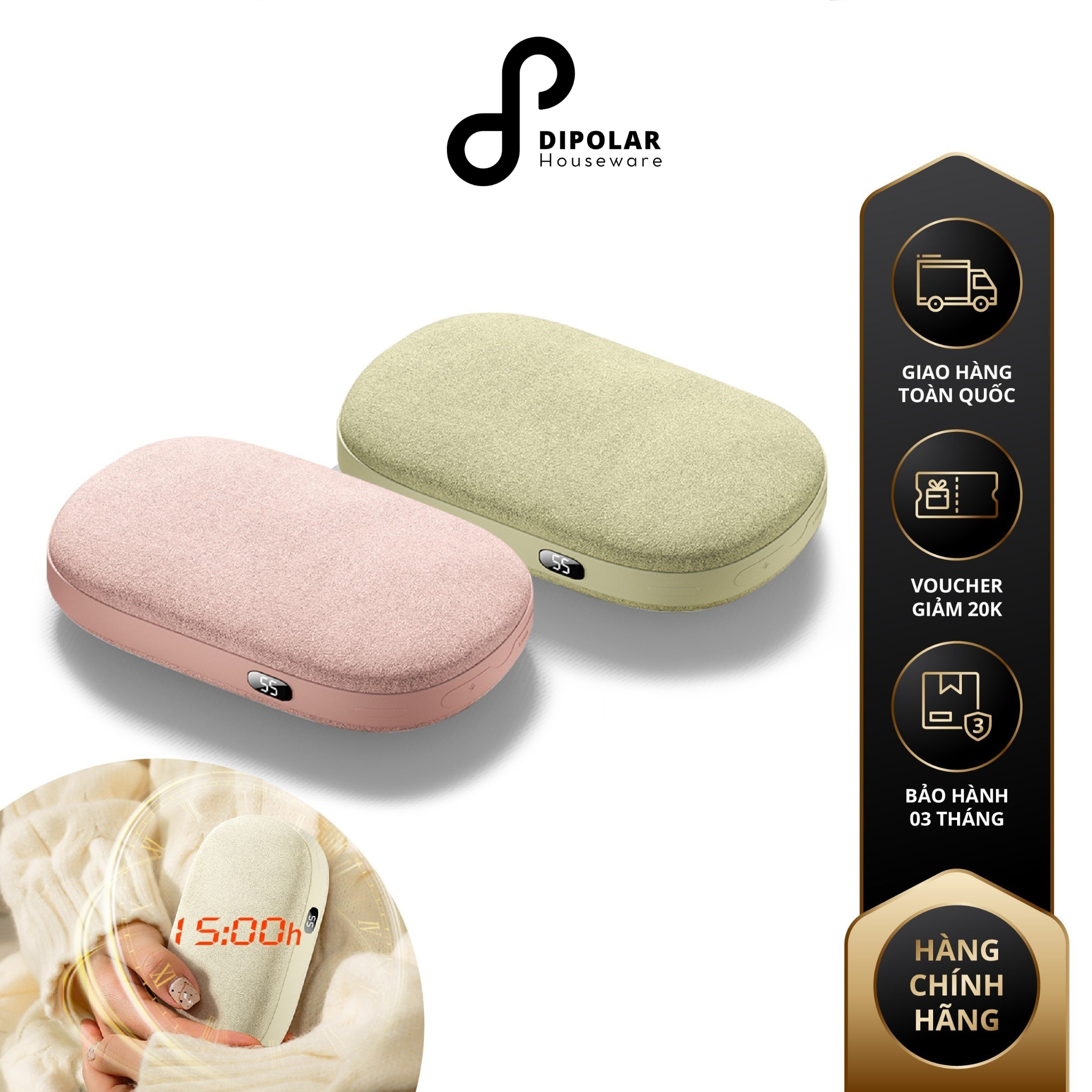 Máy Sưởi Mini Cầm Tay DIPOLAR Tích Hợp Sạc Dự Phòng Pin 6000Mah Sưởi Ấm Nhanh, An Toàn, Nhỏ Gọn - DMS01