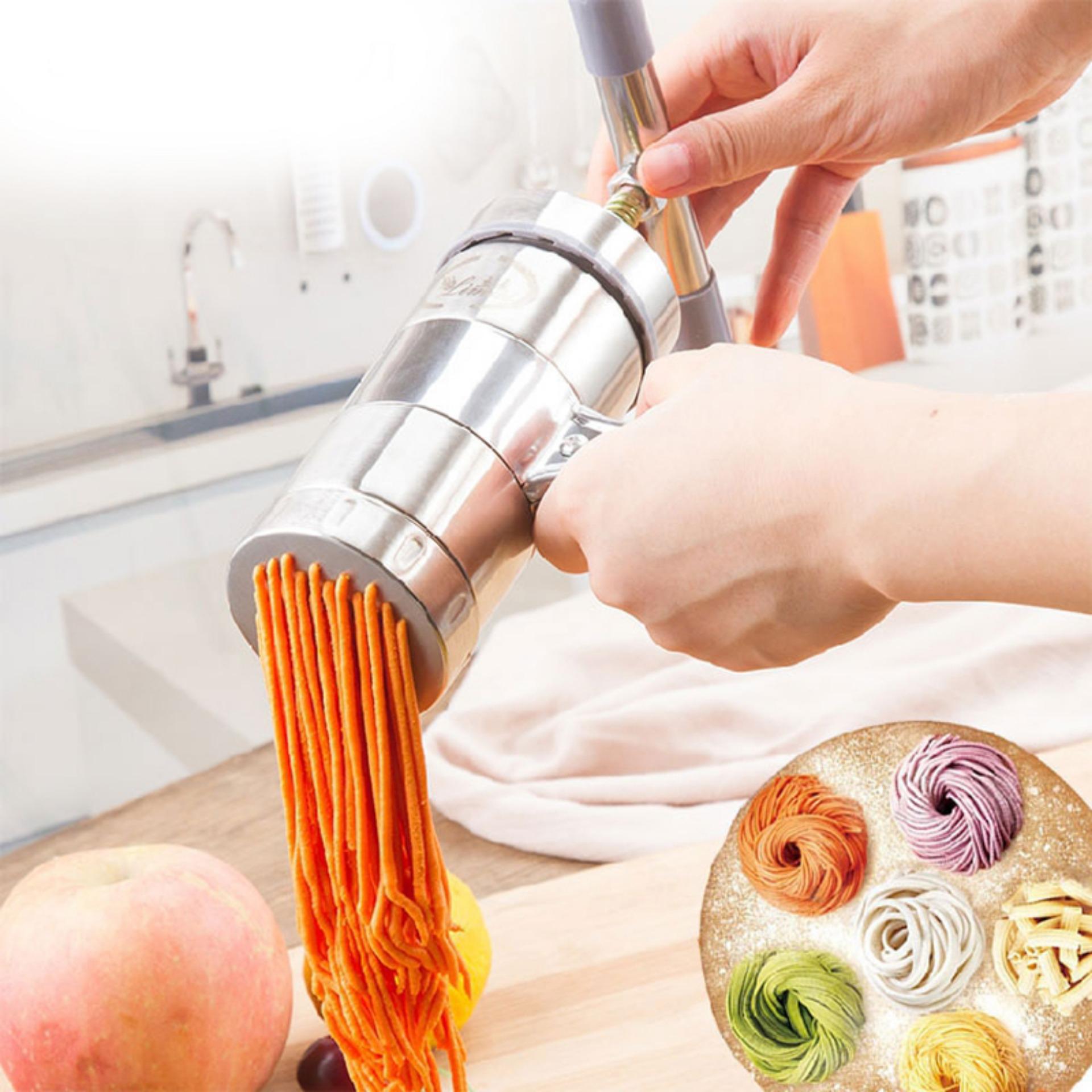 Máy làm bún tươi mini , dụng cụ làm mỳ bún cầm tay , máy ép mỳ bún 5 lưỡi inox làm mỳ bún tươi ngon, top 7 máy làm bún mỳ tươi