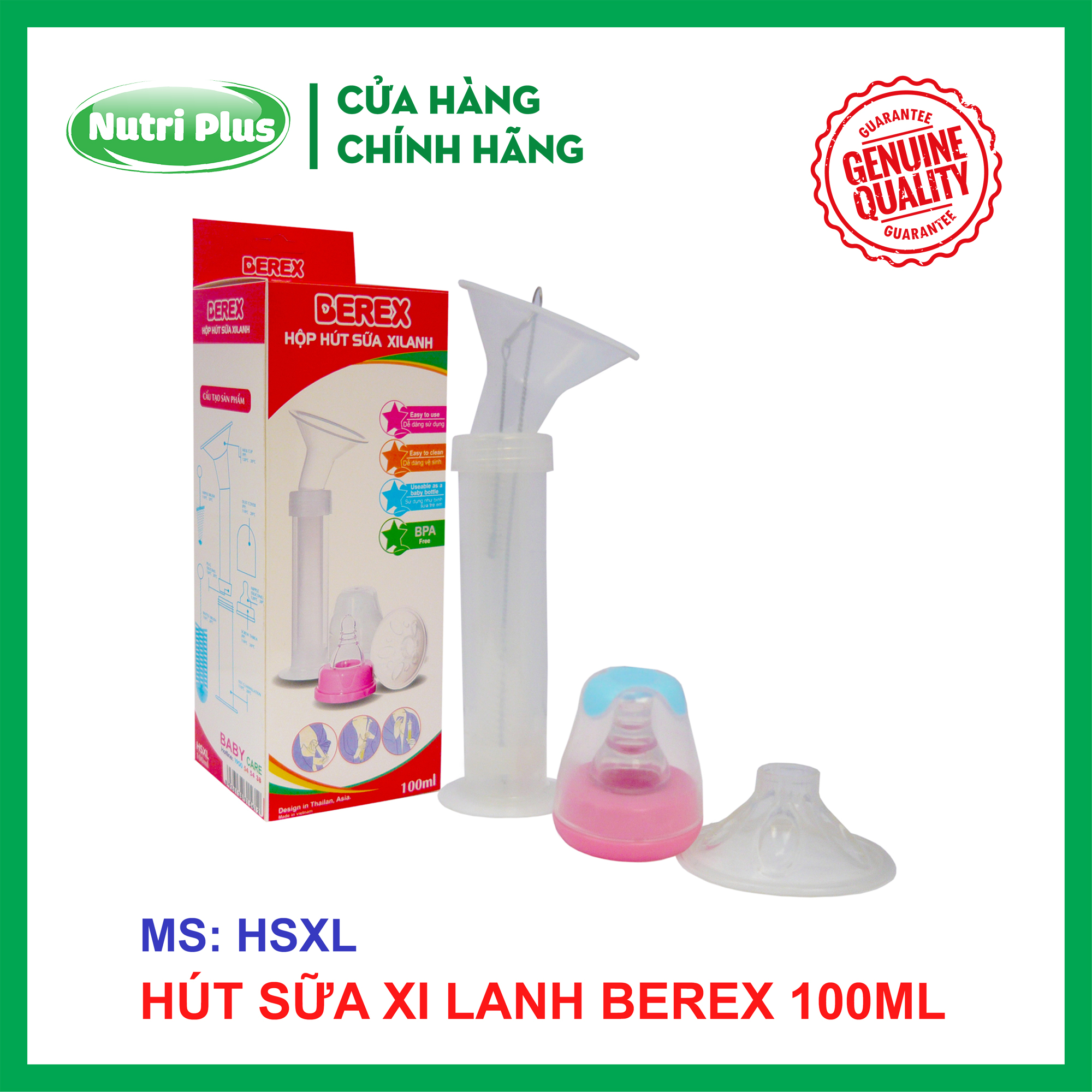Hút sữa Xi lanh Massage BEREX 100ml