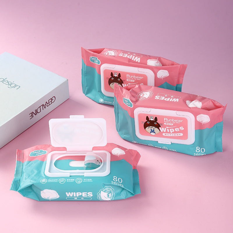 Khăn ướt, hộp khăn giấy ướt wipes 80 tờ không mùi, không màu
