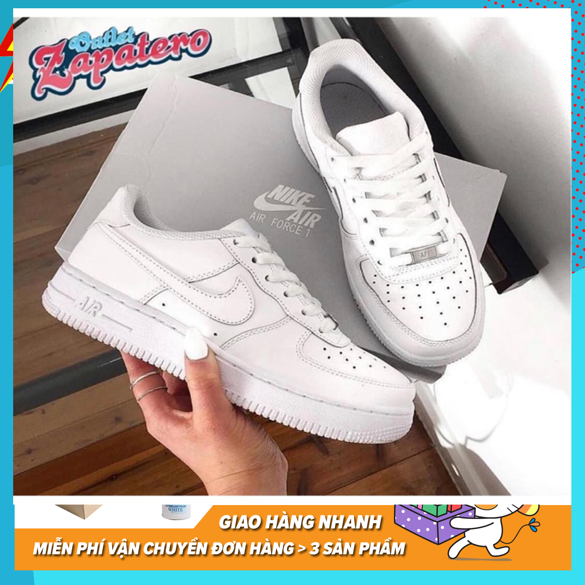 [Tặng Tất + Full Hộp] Giày Sneaker Nike AF1 AIR FORCE 1 Trắng Full