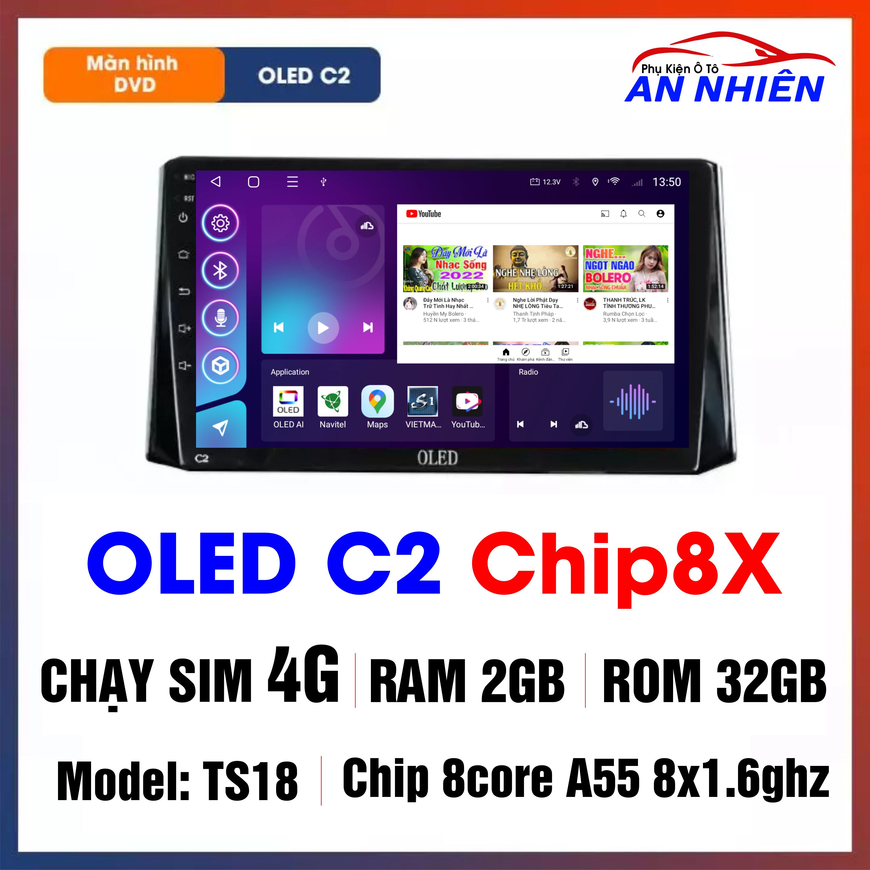 Màn Hình Android OLED C2 - DVD Android Màn Hình Ô Tô 9inch 10inch Nghe Nhạc Xem Youtube Điều Khiển Giọng Nói Xem Chỉ Đường Xem Camera Lùi Xem Camera Hành Trình