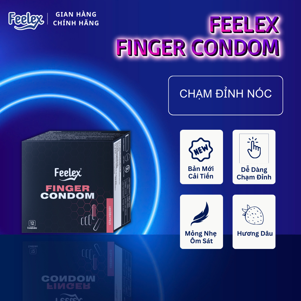  Bao cao su ngón tay Feelex Finger Condom nhiều gel bôi trơn cao su thái lan hộp 12 chiếc 