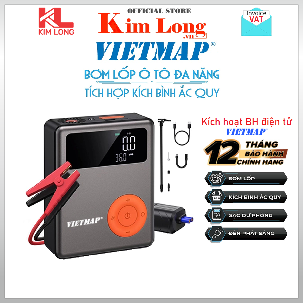 Bơm lốp kích bình Vietmap DK-MF139 đa năng kết hợp 4 trong 1 - Hàng chính hãng