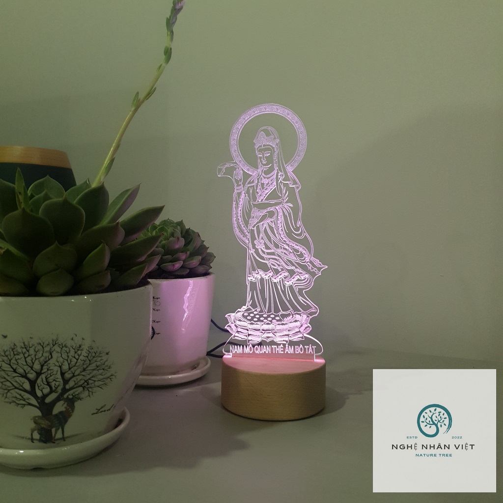 Đèn 3d decor quan âm bồ tát đứng