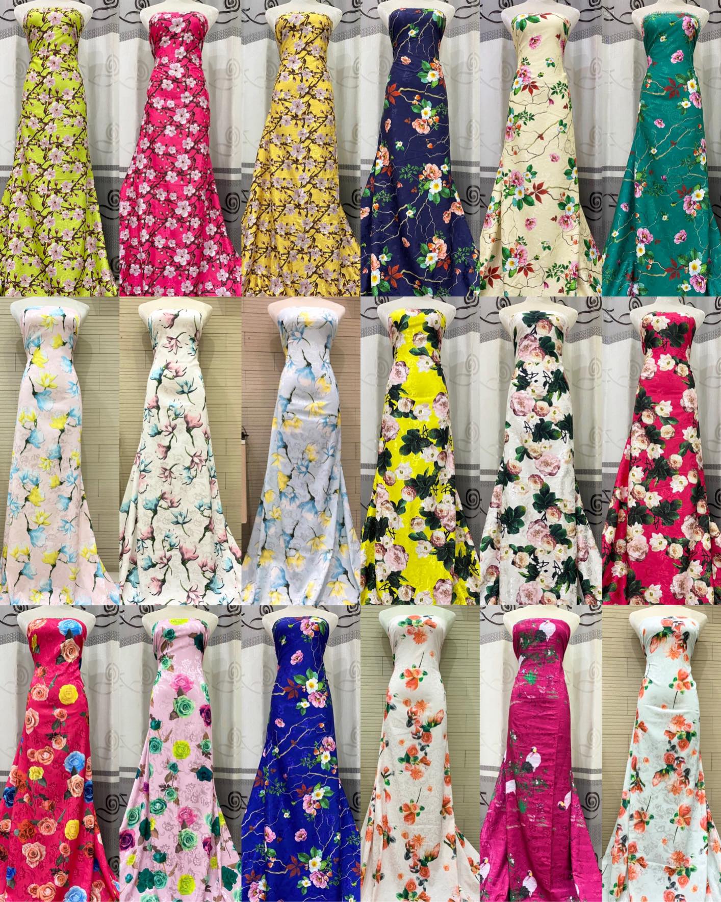 Vải lụa gấm gấm lụa Tết co giãn mềm rũ lên áo dài đầm váy bao sang khổ 1m5