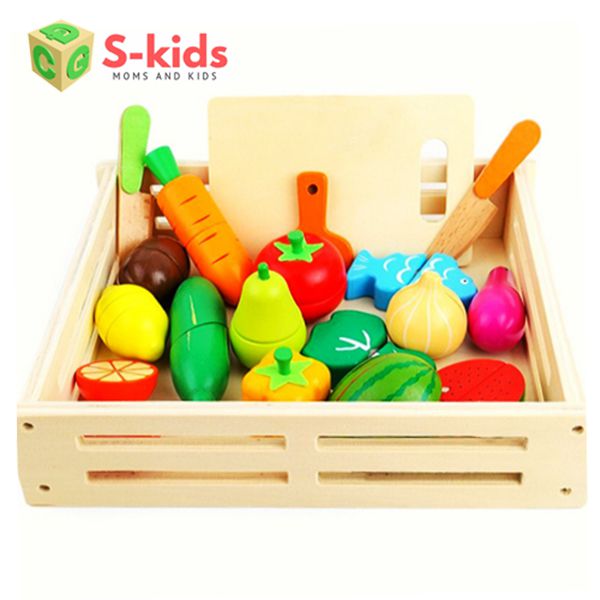 Đồ Chơi Cho Bé Gái - Bộ Đồ Chơi Nhà Bếp Khay Cắt Trái Cây, Rau Củ Nam Châm 17 Chi Tiết