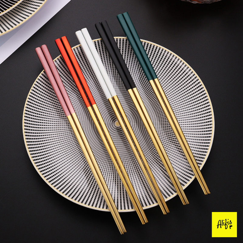 Đũa inox, đũa inox 304 mạ vàng cao cấp nhiều màu - phụ kiện bàn ăn sang trọng