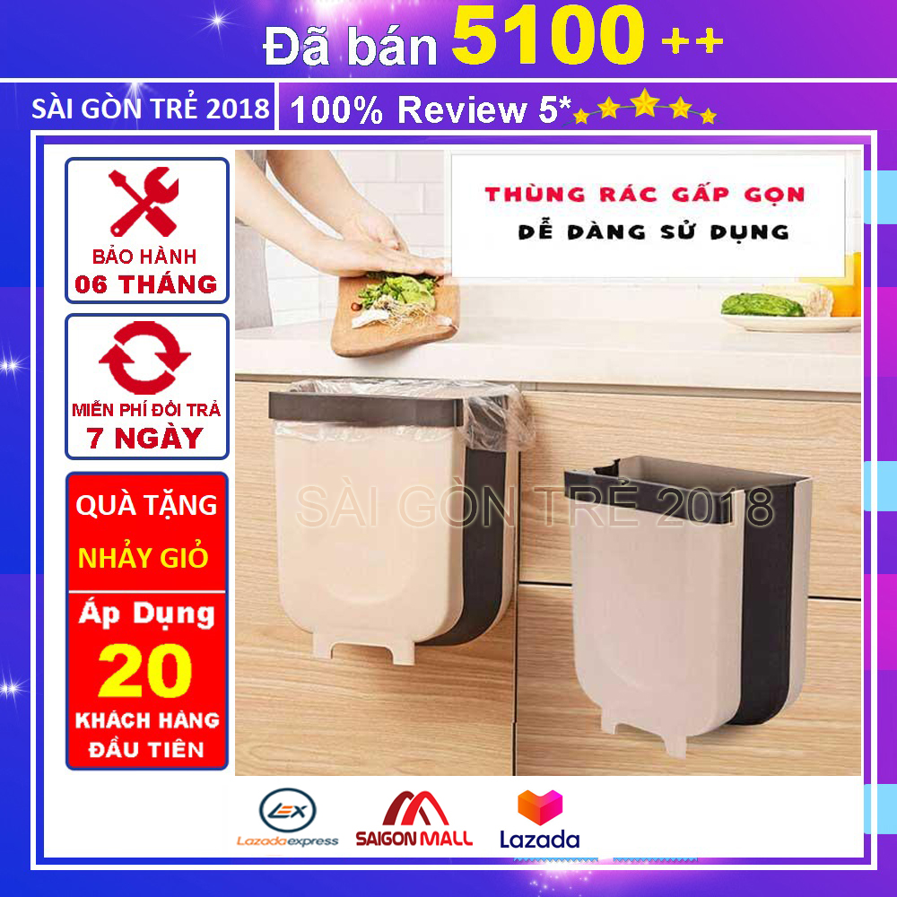 Thùng rác kẹp tủ treo gấp gọn nhà bếp - thùng rác đa năng 4c89