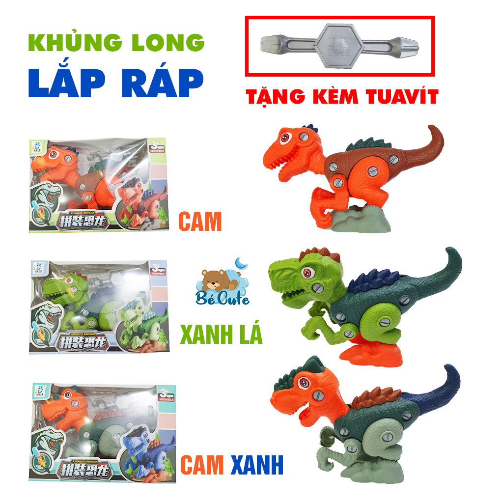 Đồ chơi khủng long robo lắp ráp khùng long có hộp tặng kèm tua vít cho bé trai diy