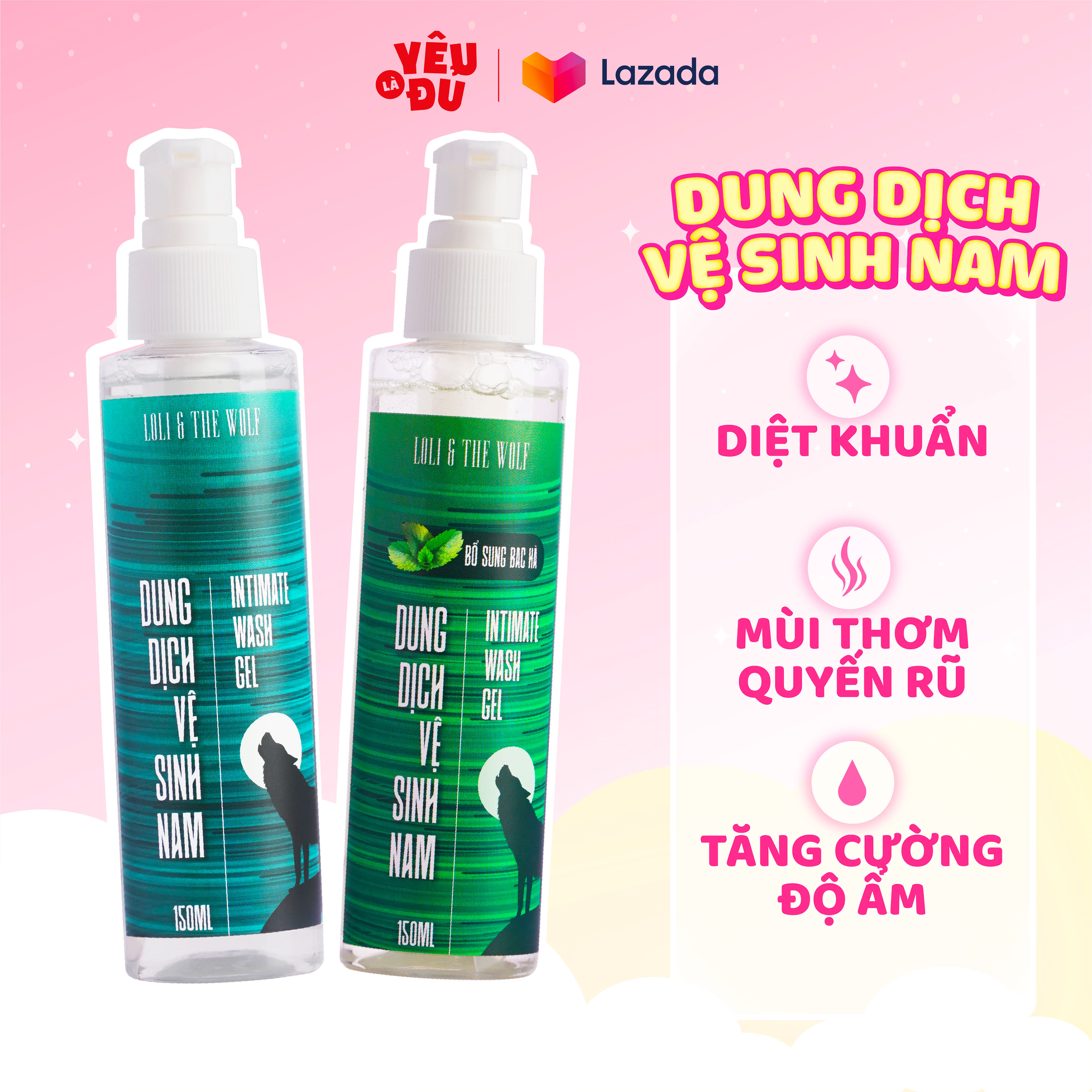Dung Dịch Vệ Sinh Nam Giới Loli The Wolf Hương Thơm Dịu Nhẹ Nam Tính Giúp Khử Mùi, Diệt Khuẩn 150ml
