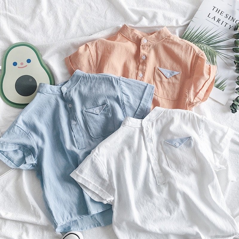Áo sơ mi bé trai, sơ mi bé gái, áo sơ mi chất liệu vải đũi cao cấp cho bé từ 5kg đến 28kg thaobe kids