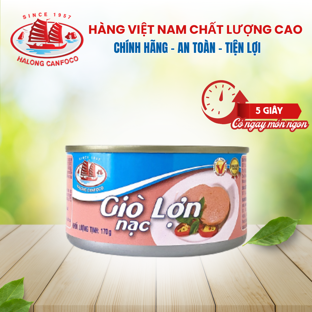 Giò heo nạc 170g - Đồ Hộp Hạ Long [DATE T7/2025]