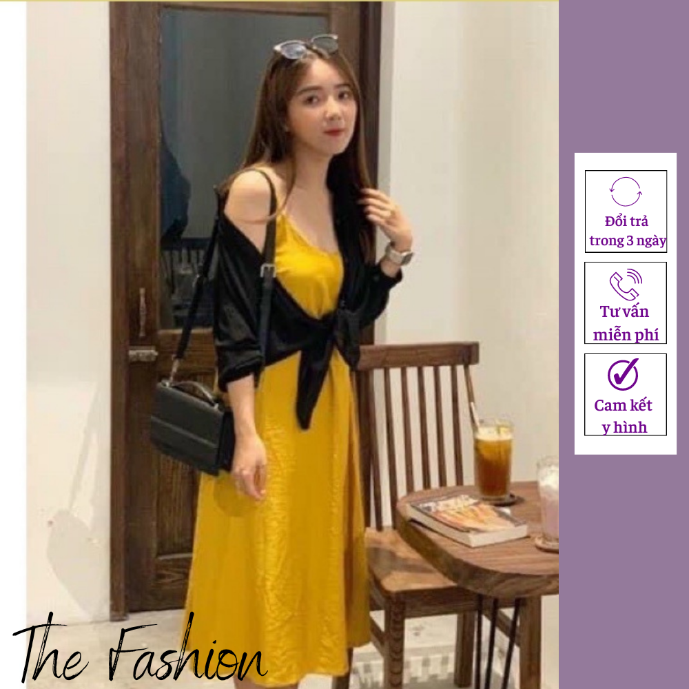 Váy 2 dây, đầm xuông - chất đũi lụa trơn basic nữ , váy 2 dây suông chất đũi cát mền mịn siêu mát