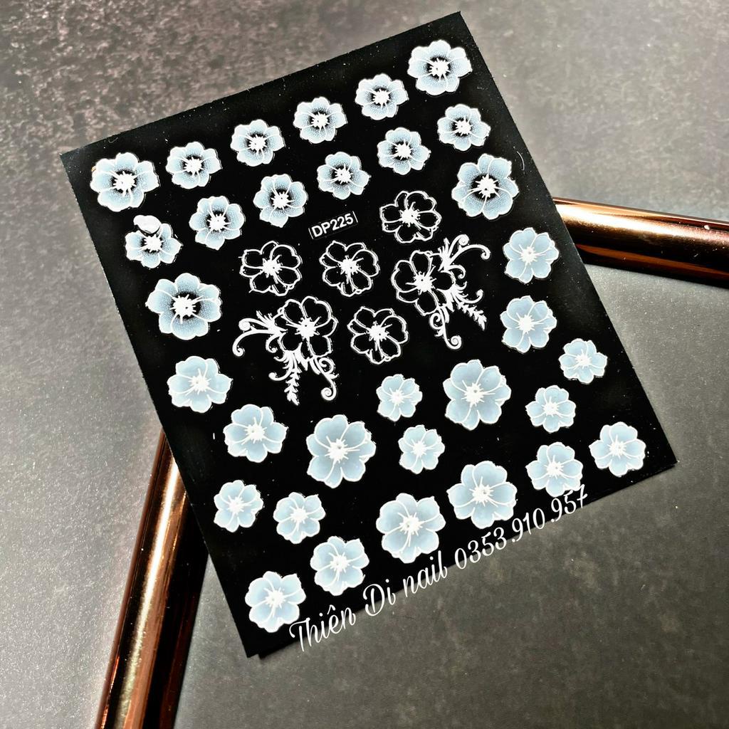 Stick hoa trắng dán móng, stick hoa nổi 3d nail samsam