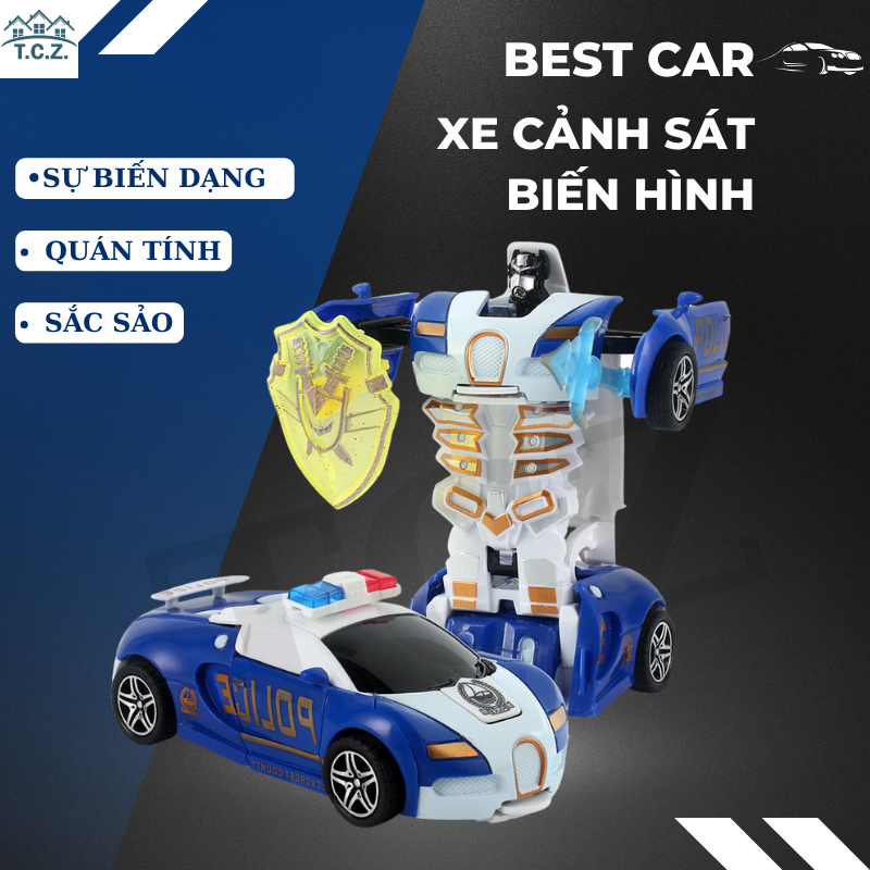 Xe cảnh sát biến hình, xe ô tô đồ chơi cảnh sát dành cho bé yêu. Xe cảnh sát có thể biến hình robot, xe chạy quán tính, xe ô tô cảnh sát có đèn led, đồ chơi giáo dục cho trẻ em. Món quà ý nghĩa dành tặng cho bé các dịp lễ đặc biệt.