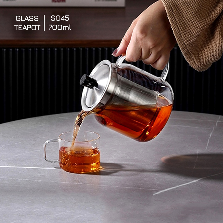 Ấm trà thủy tinh chịu nhiệt có lọc trà bằng Inox Samadoyo S045 - 700ml  - Bình lọc trà thủy tinh lõi inox ( dùng cho 2 - 4 người) Samahome Shop