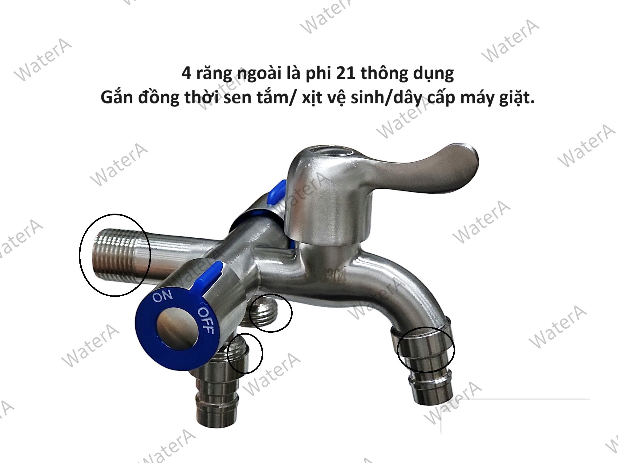 [Q.Tân Bình] Vòi nước 3 đầu ra inox 304 cao cấp, van 1 ra 3 có khóa riêng biệt
