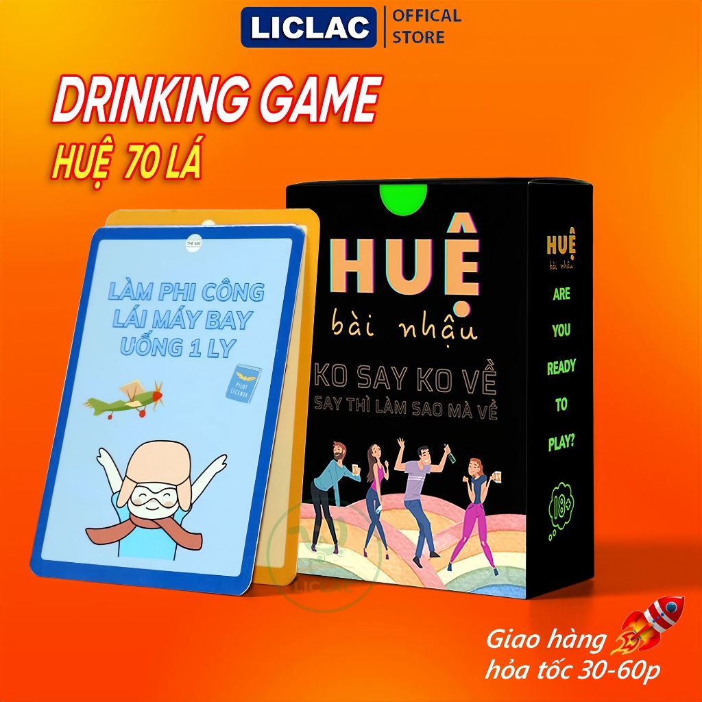 Bộ bài Huệ 70 Lá - Drinking Game Việt Hóa trò chơi trên bàn nhậu Ko Say Ko
