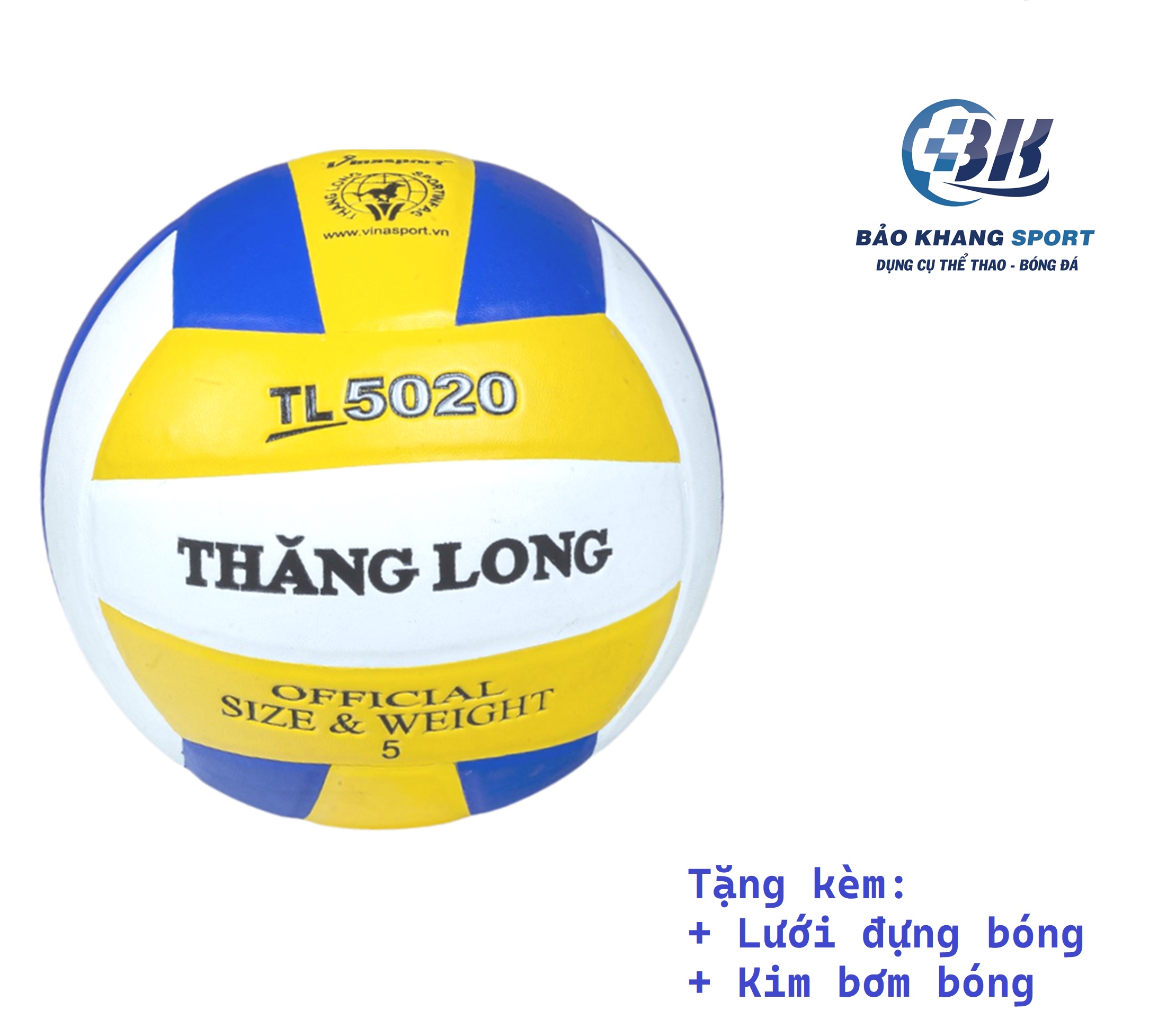 Banh bóng chuyền, quả bóng chuyền Thăng Long TL5020 chính hãng - Tặng kim bơm + túi lưới