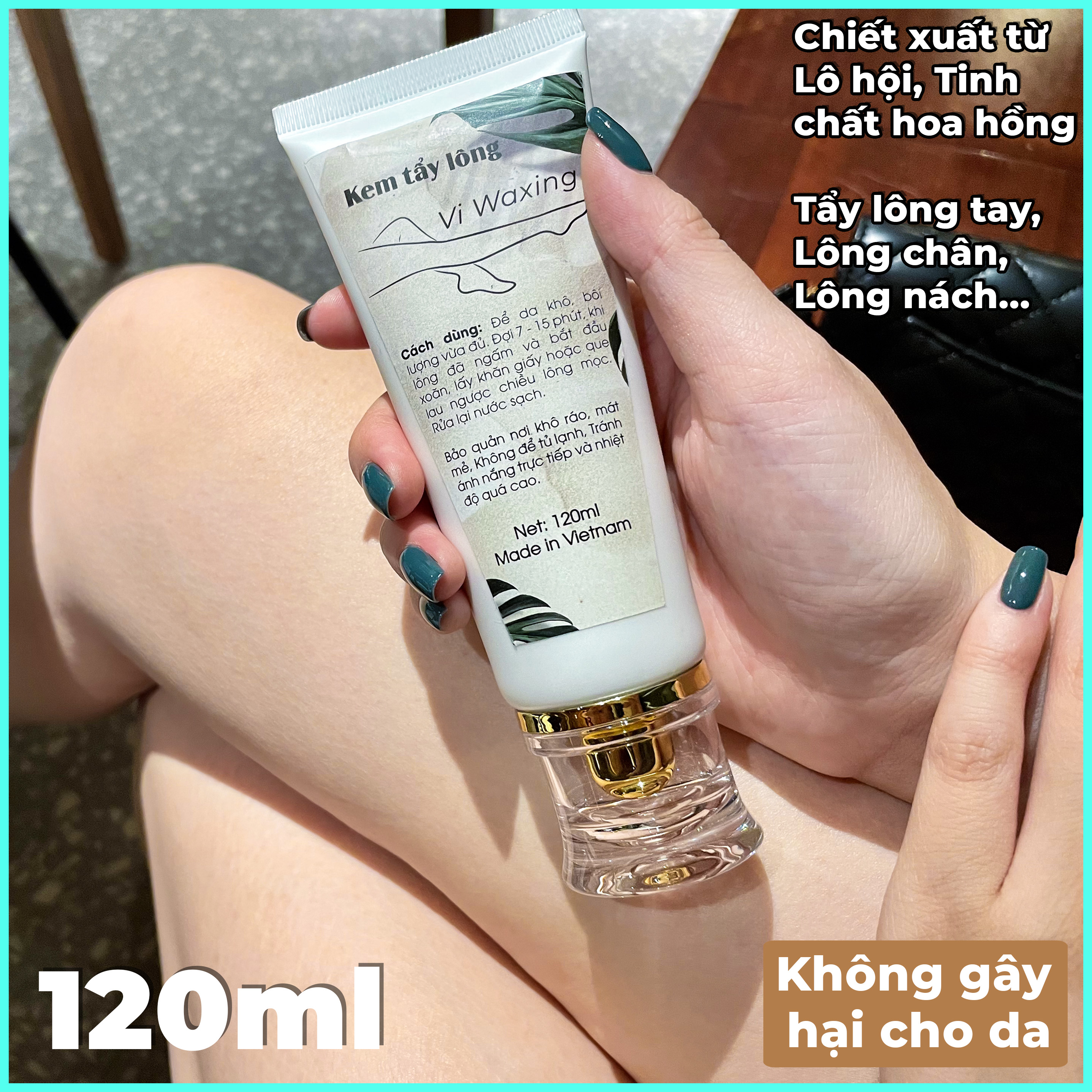 Kem tẩy lông Vi Waxing 𝗧𝘂𝘆́𝗽 𝟭𝟮𝟬𝗺𝗹: Tẩy lông chân, Tẩy lông tay, Tẩy lông Bikini, Tẩy lông nách. Dịu nhẹ
