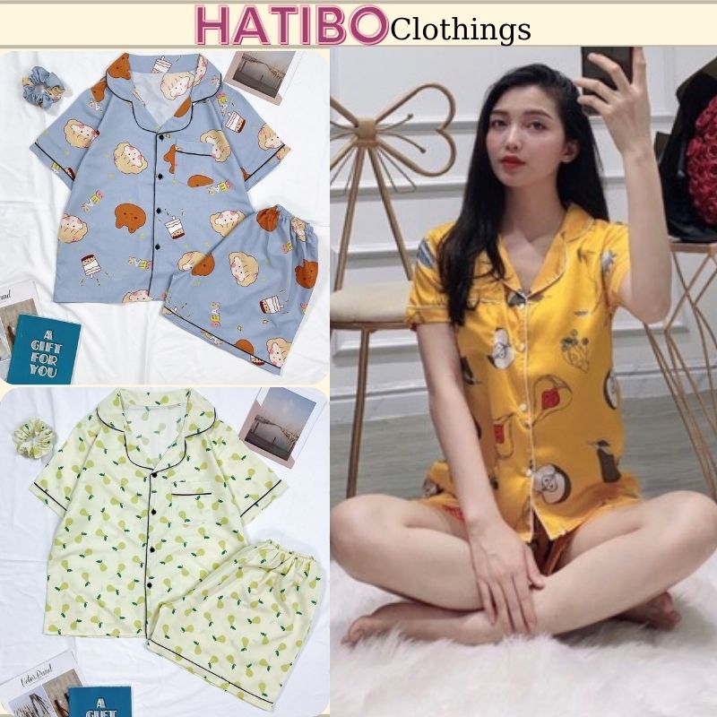 Đồ ngủ nữ pijama cộc đùi chất kate loại 1, bộ mặc nhà ngắn tay quần đùi dễ thương, quần áo ngủ pyjama chất mát mềm HAVATI