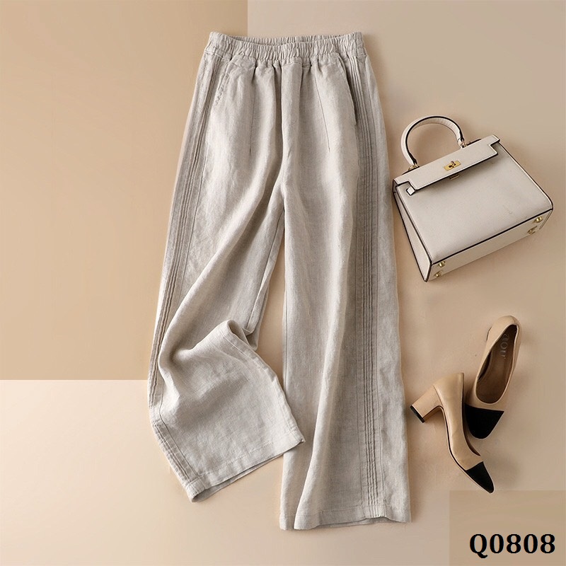 Q0808-quần linen ống rộng