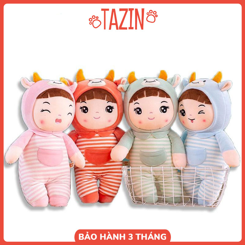 Búp bê em bé áo kẻ nhồi bông, nhiều màu sắc, kích thước 20cm và 35cm. Chất liệu cao cấp, mềm mịn, không xù lông phù hợp làm thú ôm cho trẻ em hoặc làm đồ trang trí