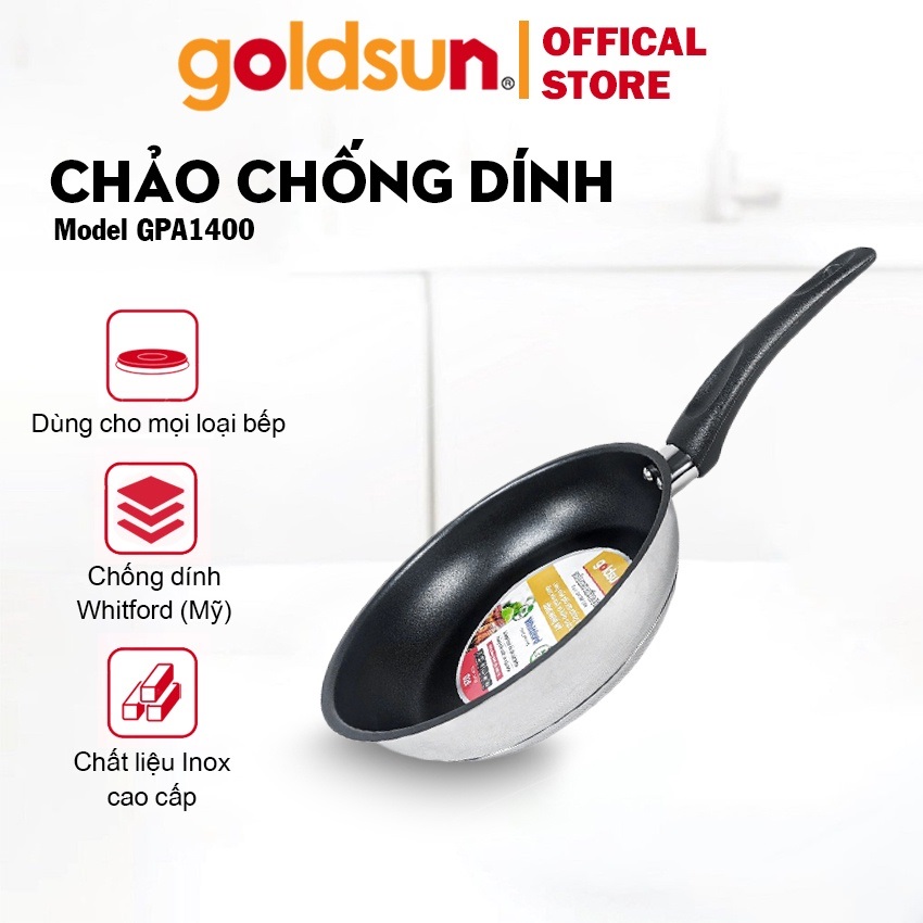 Chảo inox chống dính goldsun gpa1400-16ih
