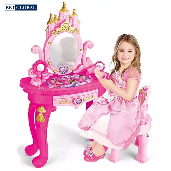 Đồ chơi bàn trang điểm toà lâu đài màu hồng cho bé gái BBT Global 1520A