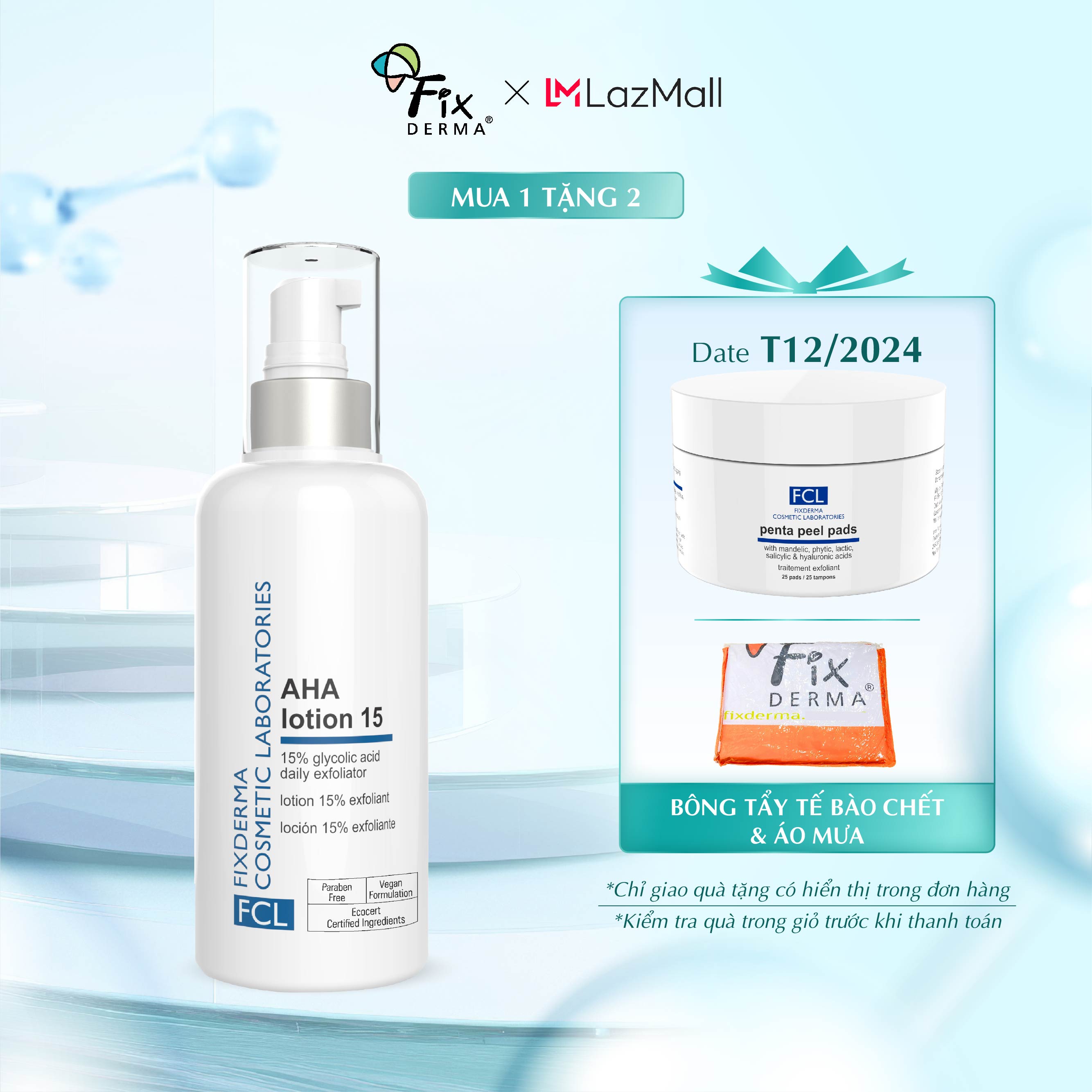 Lotion Tẩy Tế Bào Chết FCL AHA Lotion 15 Dành Riêng Cho Da Dày Sừng Nang Lông, Khô, Ngứa 100ml - Hùng Lợi