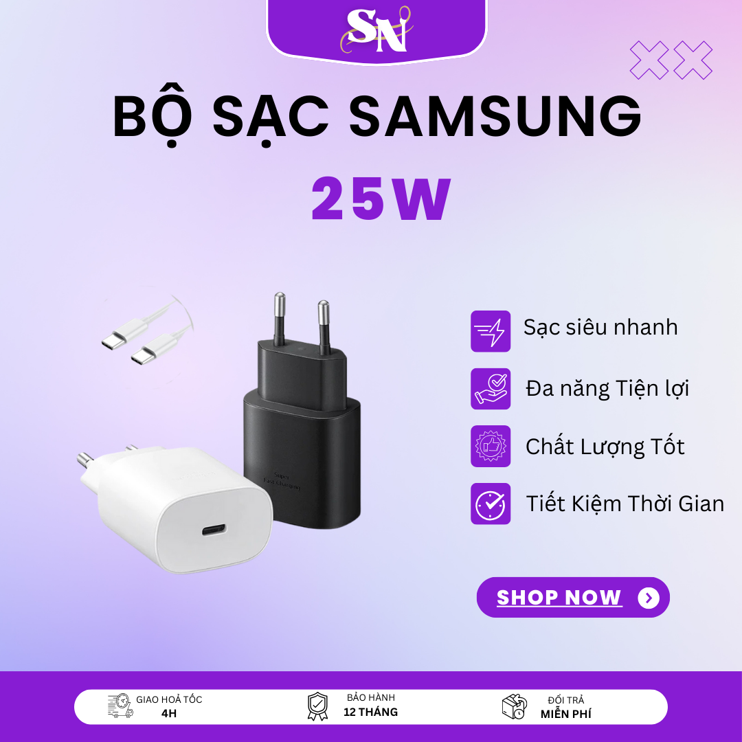 Adapter Sạc Type C PD 25W Samsung EP-TA800NW Trắng Củ sạc Type C Samsung kèm cáp 25W Đen Củ sạc nhan