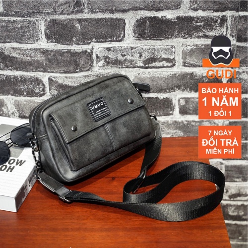 Túi xách đeo chéo oumu xám da pu thời trang nam nữ unisex gudi studio