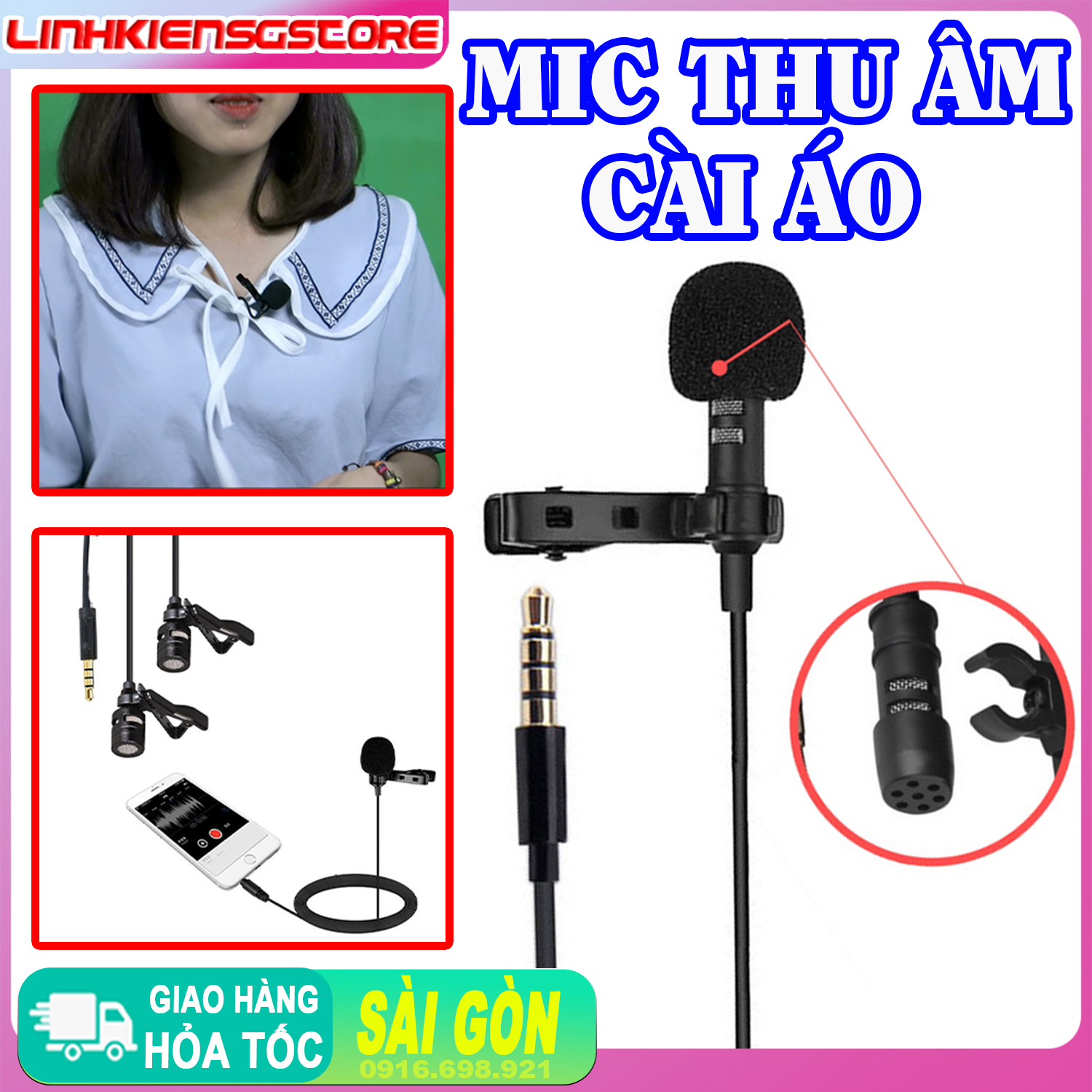 MICRO thu âm cài áo mini giắc cắm đầu 3.5mm nhỏ gọn, tiện dụng dành cho ghi âm bằng điện thoại