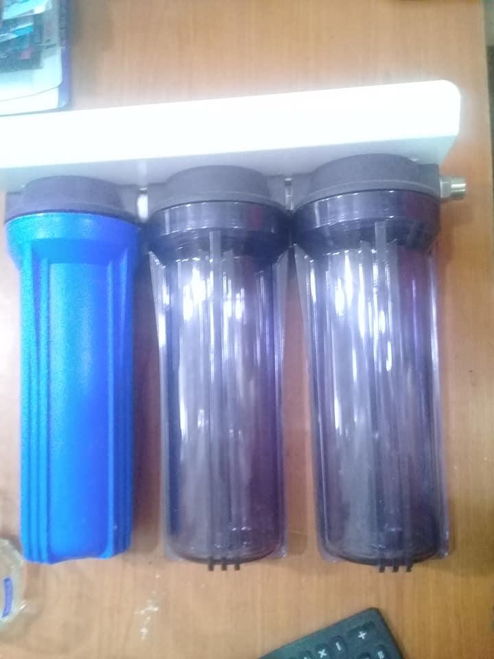 Bộ 3 cốc lọc thô số 1 2 3 ,10 inch ,ren 21 dùng lọc nước sinh hoạt,tặng bộ lõi lọc thô+ 1 giá đỡ +1 tay vặn cốc lọc -MH