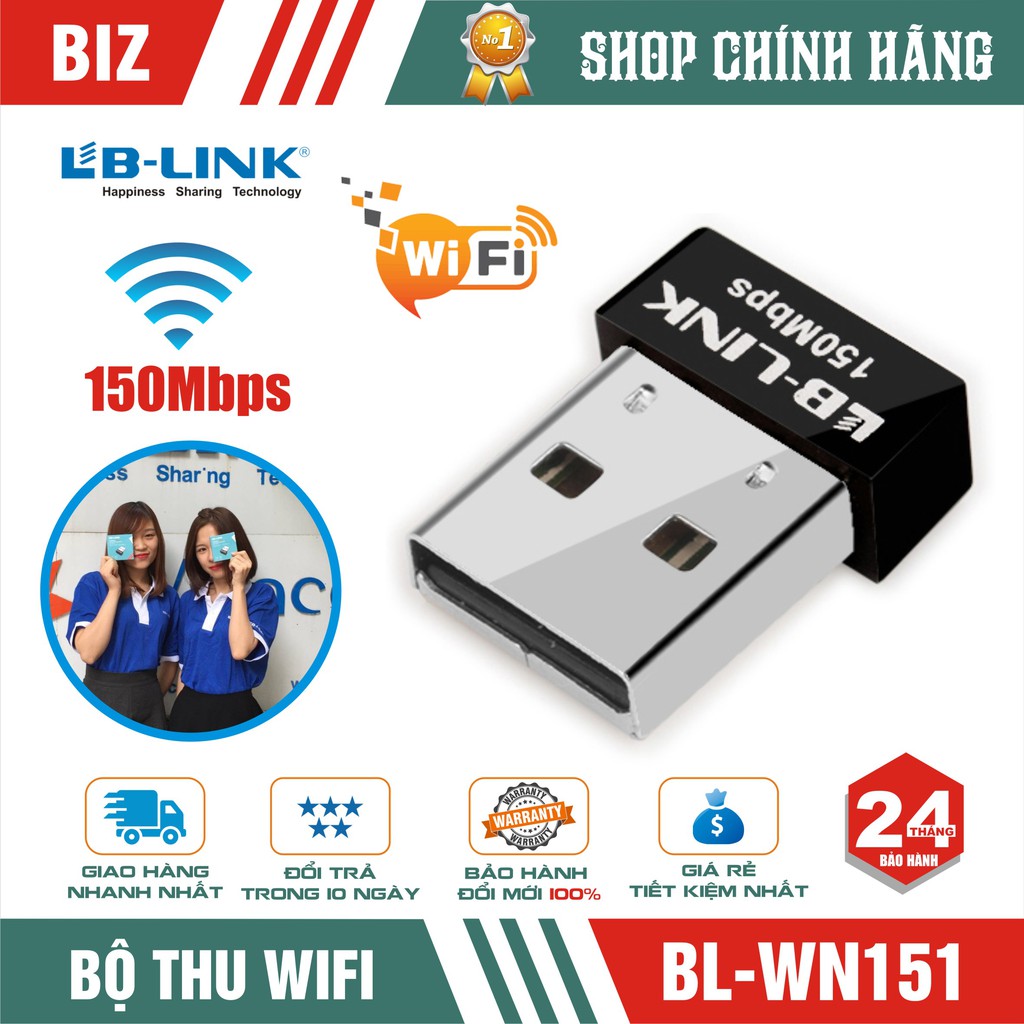 USB wifi LB-LINK thu wifi cho máy tính bàn laptop - bảo hành 24 tháng