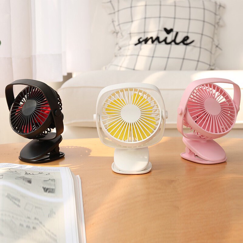 Quạt mini đa năng để bàn, hay kẹp bàn, kiêm đèn ngủ đêm, có thể xoay tròn xung quanh bjj-838