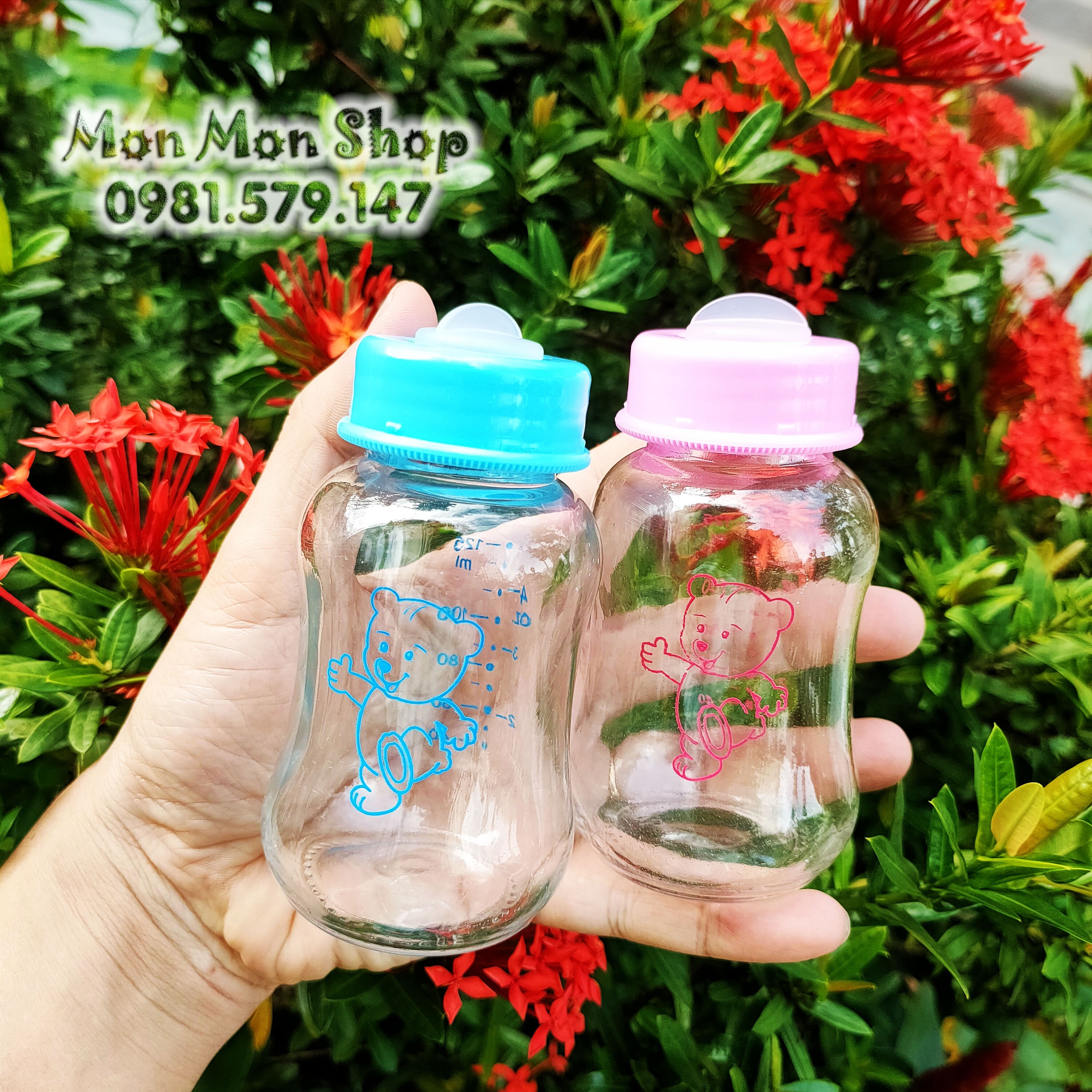 Bình trữ sữa, bình đựng sữa mẹ thủy tinh 150ml QQ Baby cổ thường/ cổ hẹp có thể gắn thêm núm ti