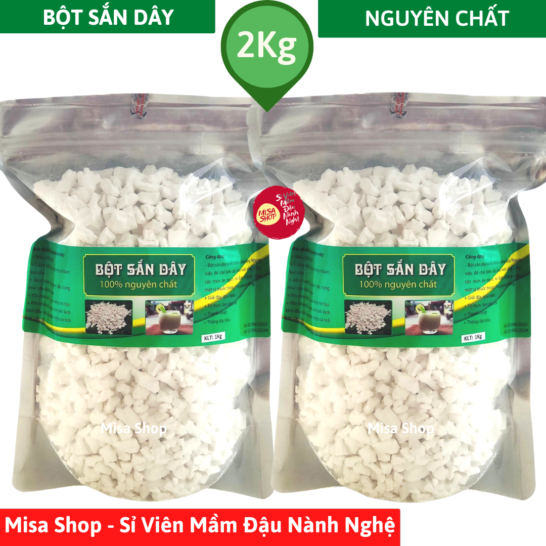 COMBO 2KG Bột sắn dây nguyên chất ngon giúp giảm cân thanh nhiệt có chứng nhận An Toàn Thực Phẩm
